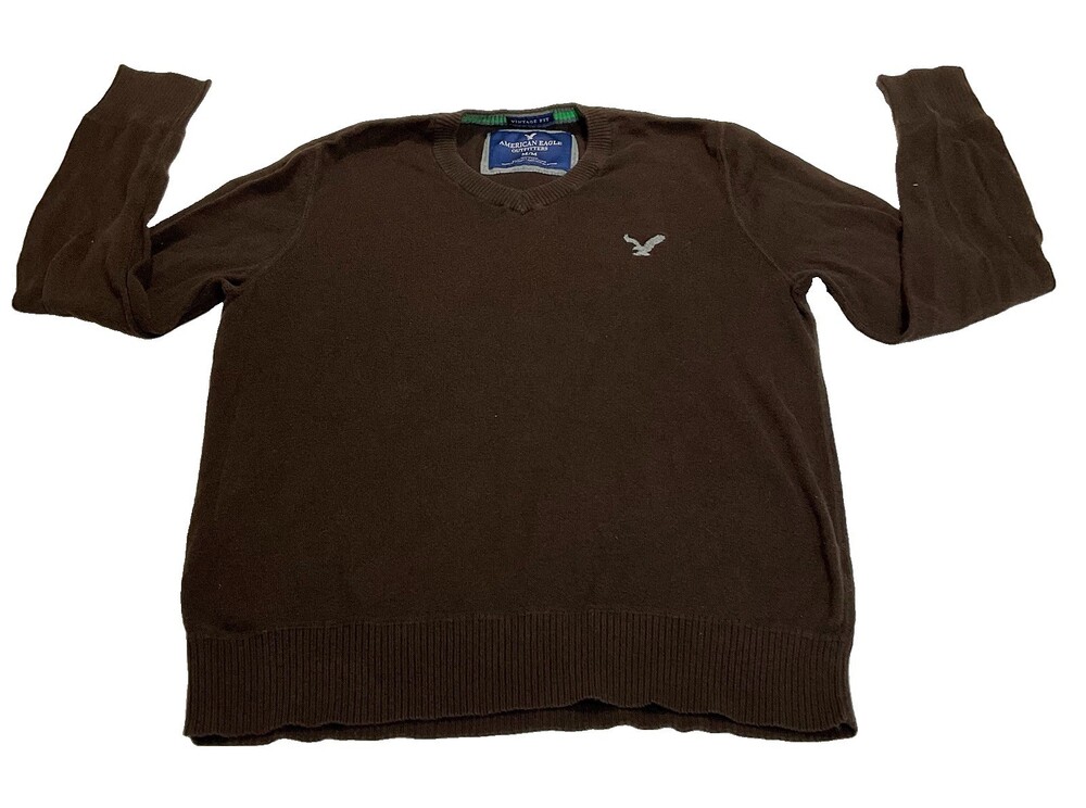 American Eagle Vintage Fit Sweater Brown Wool And Cotton Mens Size M